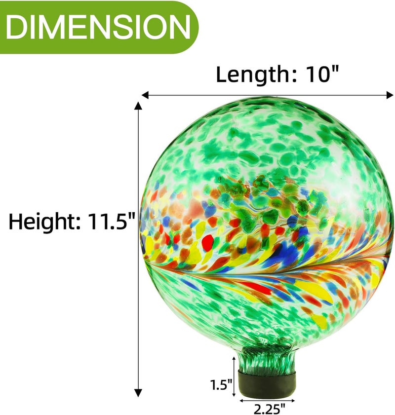 VOREEN 10-Inch Glass Gazing Ball, Outdoor Gazing Globe, Handmade Reflective Ball Yard Decoration for Homes, Patio, Lawn and Gardens, Gift for Mom Wife Friend, Phoenix Tail Design, Green - Image 5